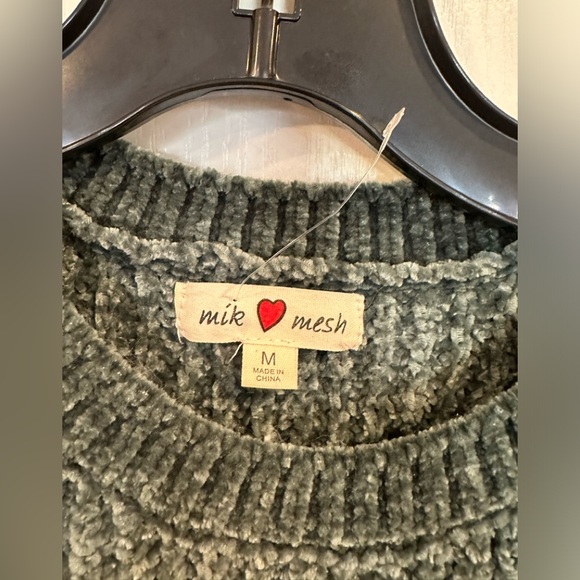 Mik mesh women’s green chunky sweater medium new w/o tags - Picture 2 of 6